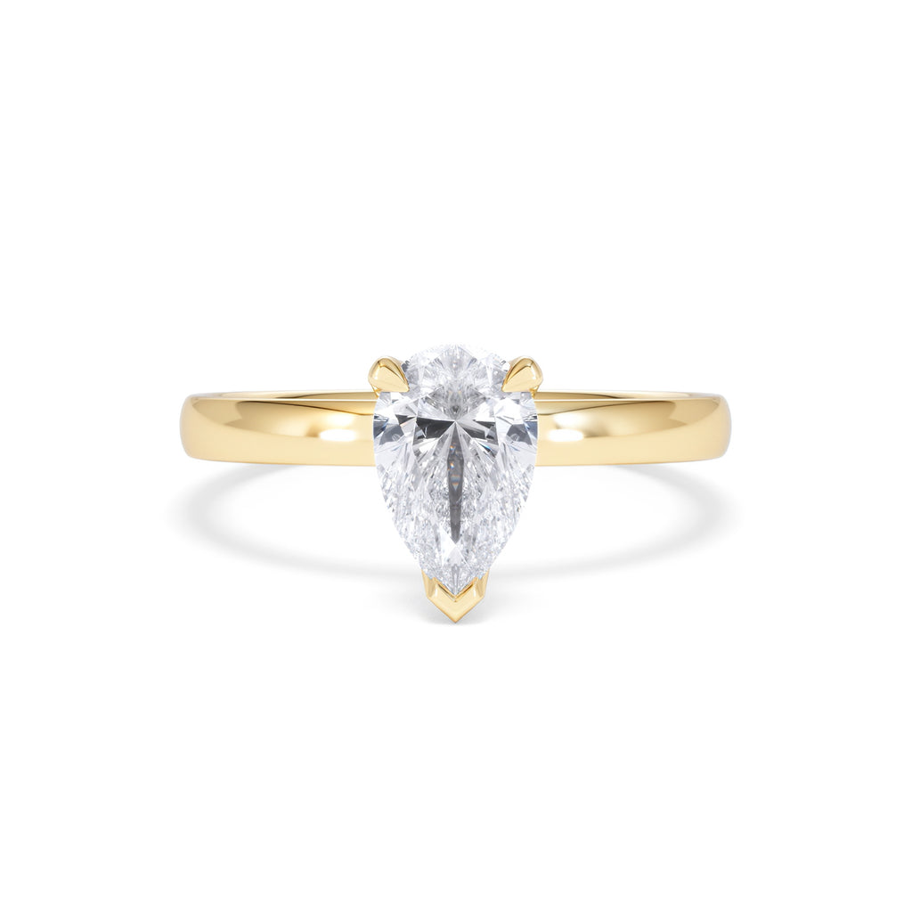 Origin 1.00ct Pear Cut Lab Diamond Solitaire Engagement Ring in 18K Yellow Gold
