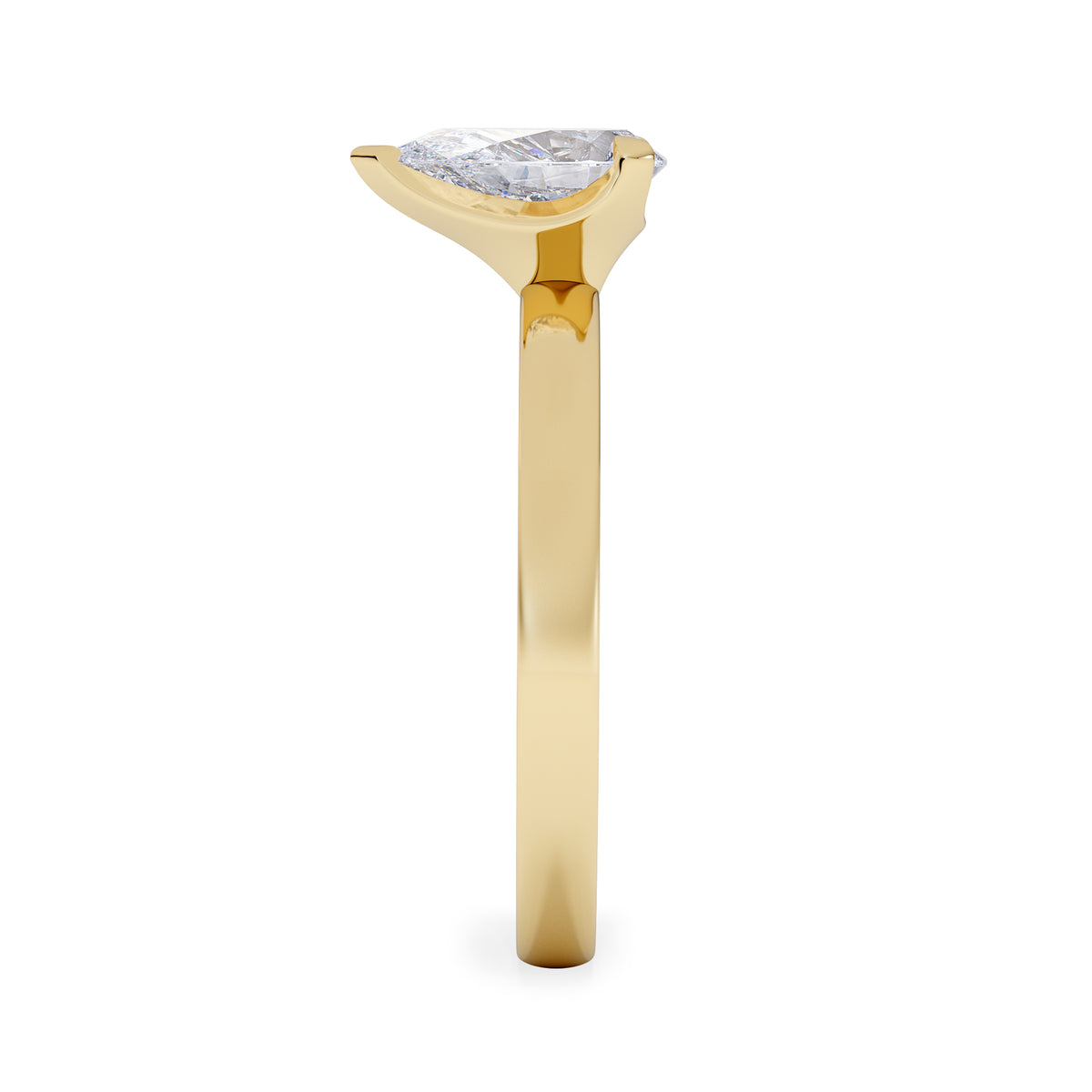 Origin 1.00ct Pear Cut Lab Diamond Solitaire Engagement Ring in 18K Yellow Gold