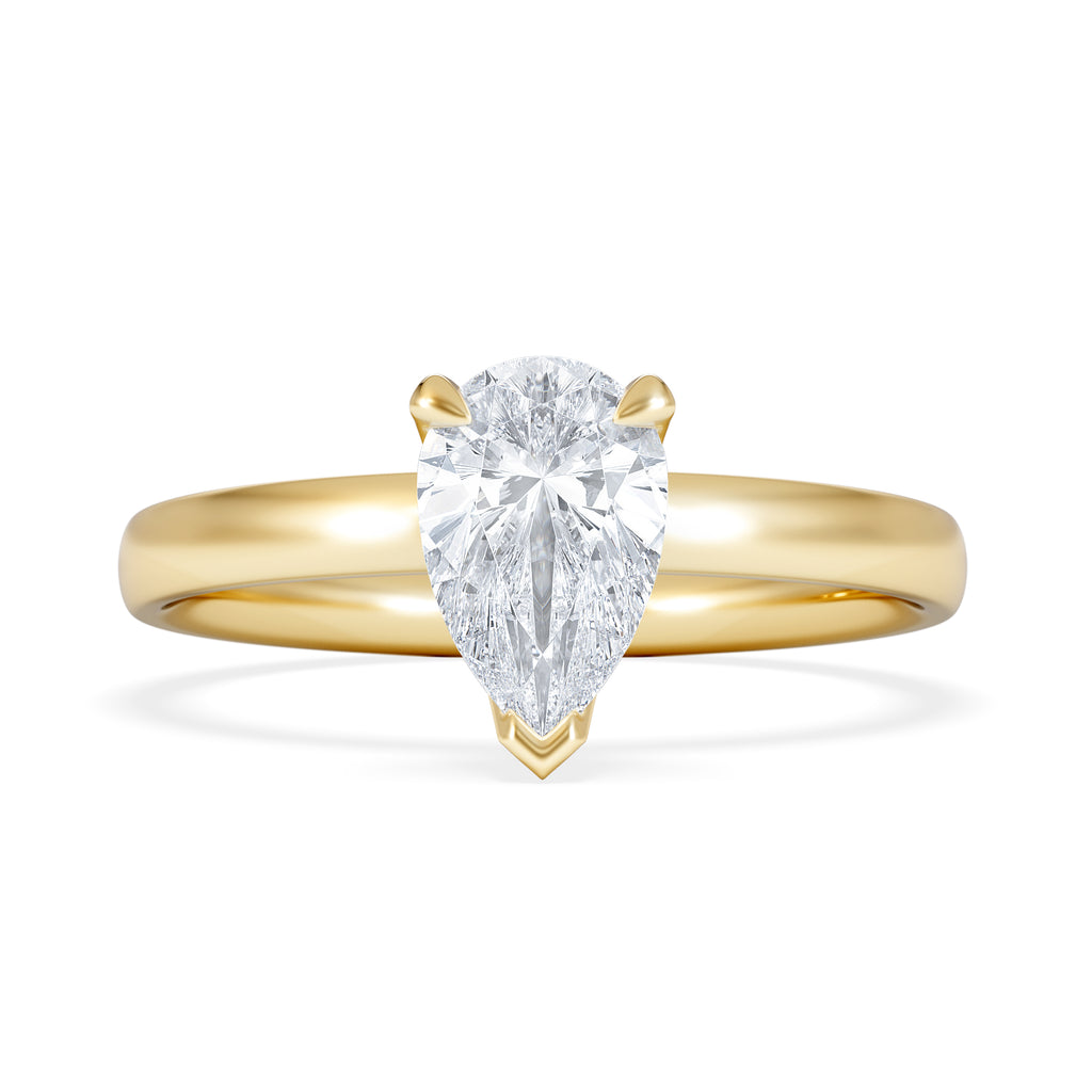Origin 1.00ct Pear Cut Lab Diamond Solitaire Engagement Ring in 18K Yellow Gold