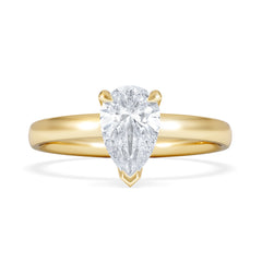 Origin 1.00ct Pear Cut Lab Diamond Solitaire Engagement Ring in 18K Yellow Gold
