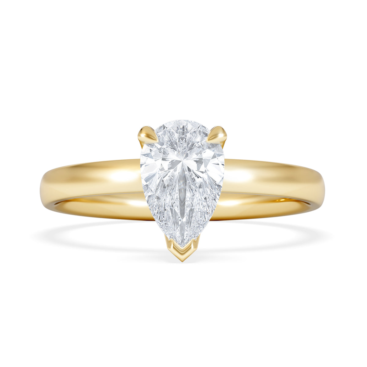 Origin 1.00ct Pear Cut Lab Diamond Solitaire Engagement Ring in 18K Yellow Gold