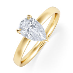 Origin 1.00ct Pear Cut Lab Diamond Solitaire Engagement Ring in 18K Yellow Gold