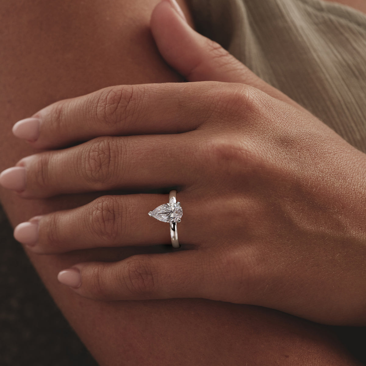 Origin 2.00ct Pear Cut Lab Diamond Solitaire Engagement Ring in 18K White Gold