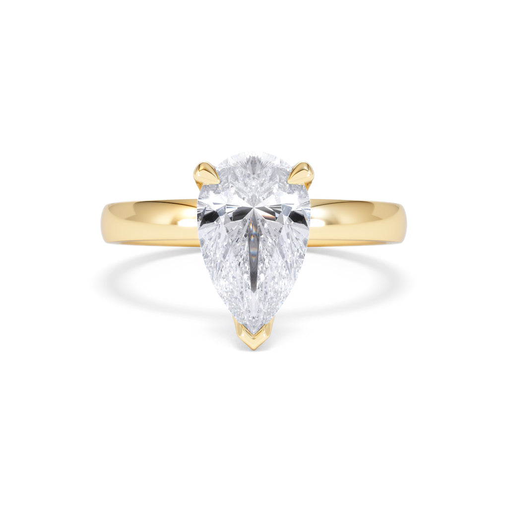 Origin 2.00ct Pear Cut Lab Diamond Solitaire Engagement Ring in 18K Yellow Gold
