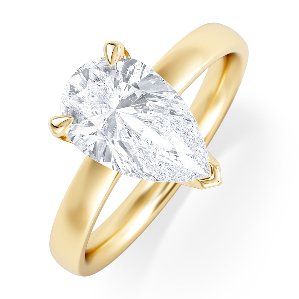Origin 2.00ct Pear Cut Lab Diamond Solitaire Engagement Ring in 18K Yellow Gold