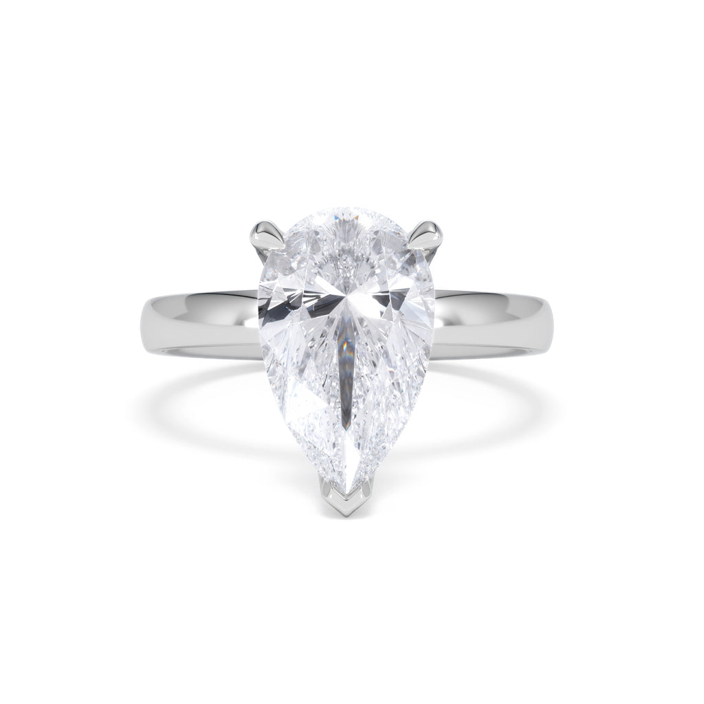 Origin 3.00ct Pear Cut Lab Diamond Solitaire Engagement Ring in 18K White Gold