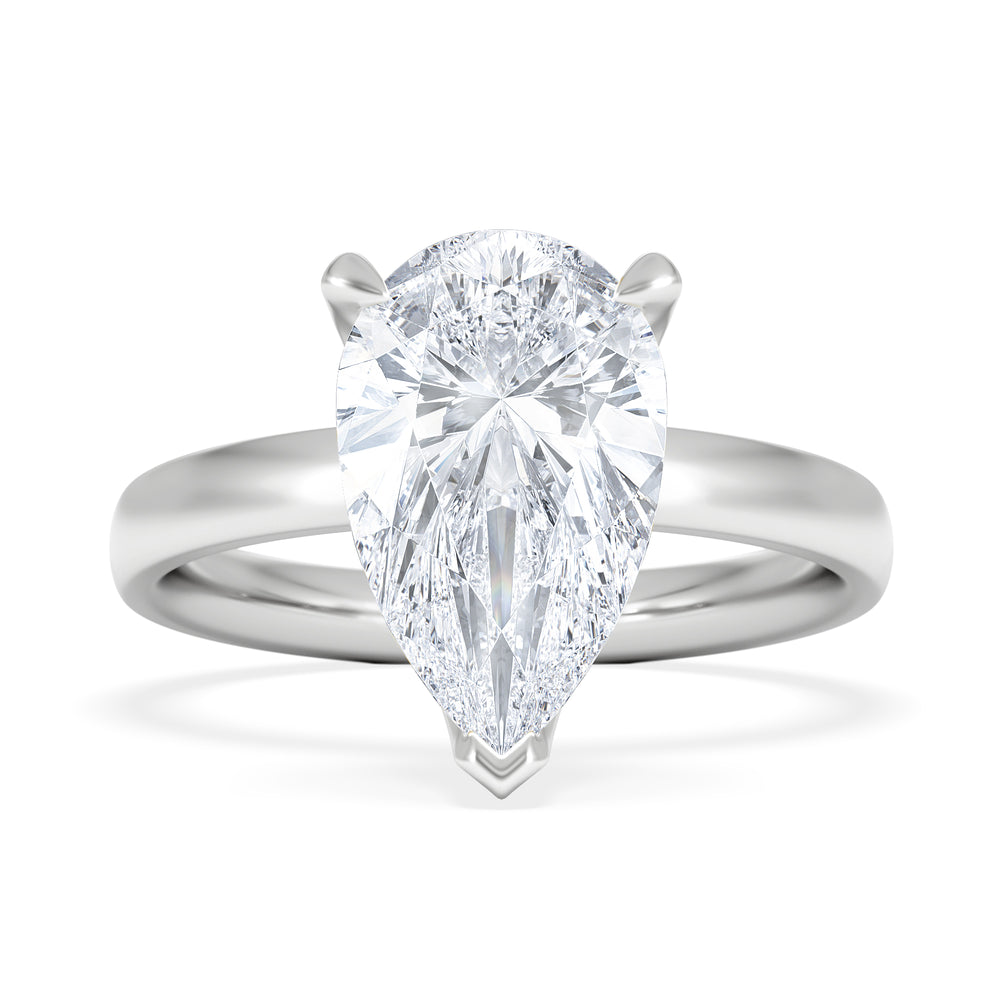 Origin 3.00ct Pear Cut Lab Diamond Solitaire Engagement Ring in 18K White Gold