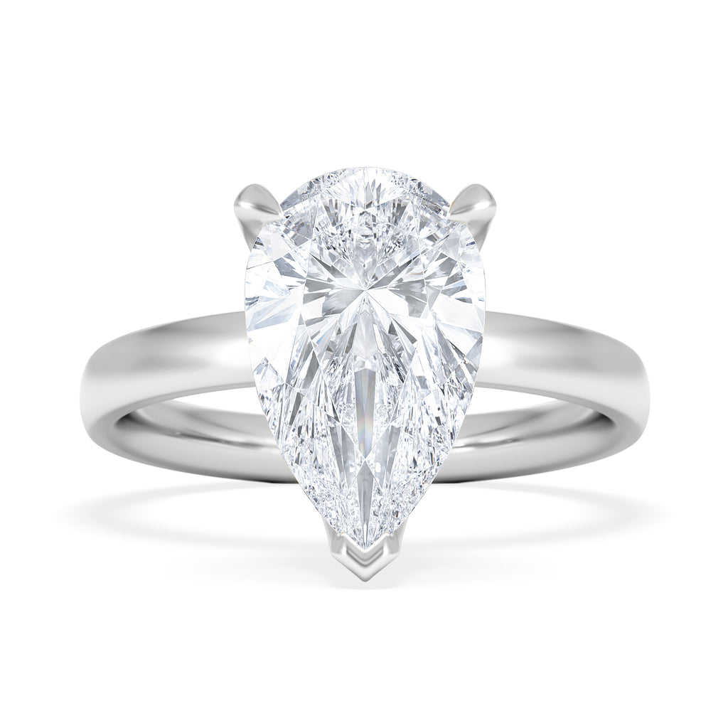 Origin 3.00ct Pear Cut Lab Diamond Solitaire Engagement Ring in 18K White Gold