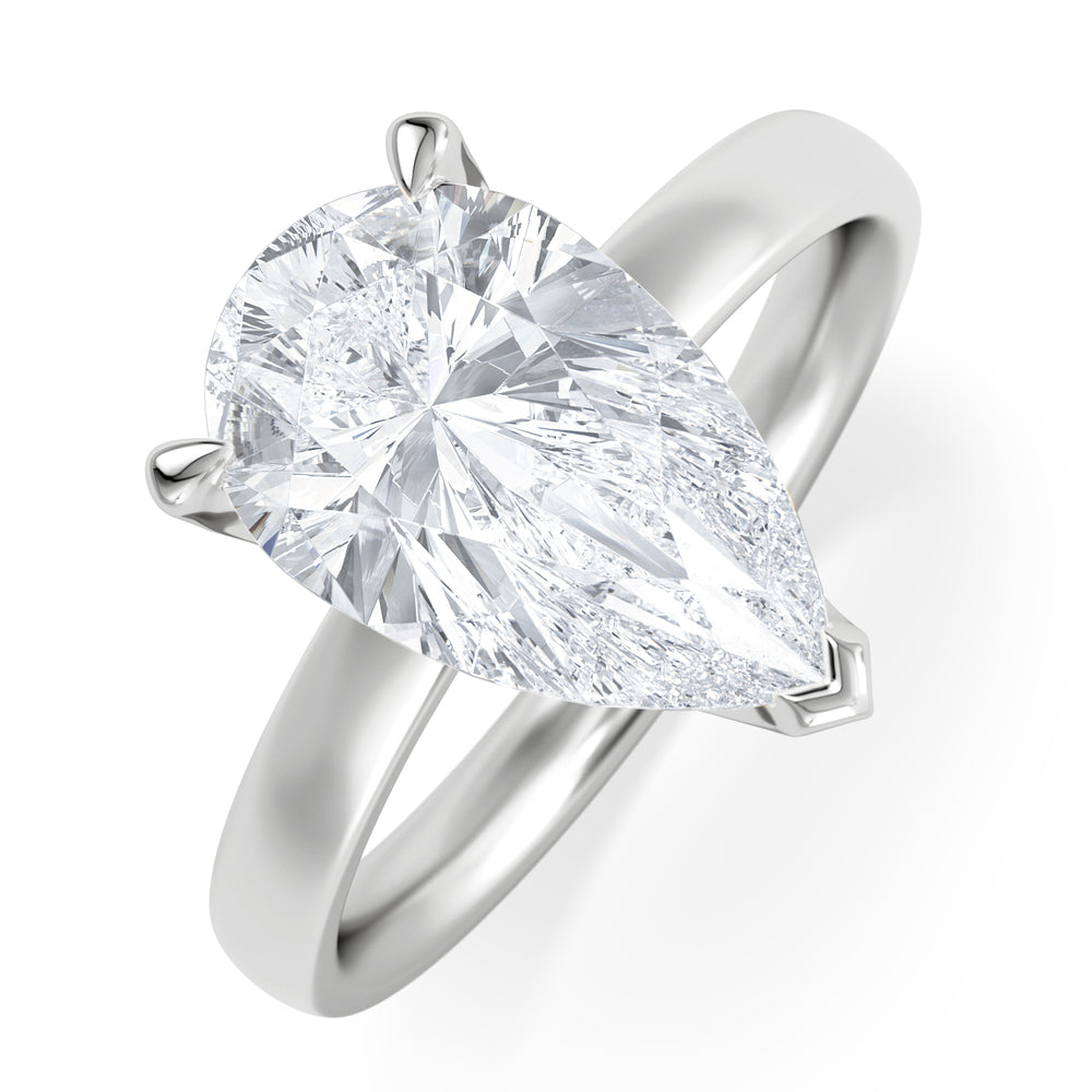Origin 3.00ct Pear Cut Lab Diamond Solitaire Engagement Ring in 18K White Gold