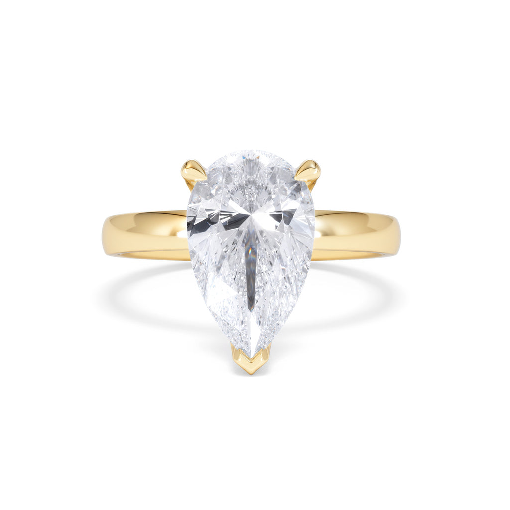 Origin 3.00ct Pear Cut Lab Diamond Solitaire Engagement Ring in 18K Yellow Gold