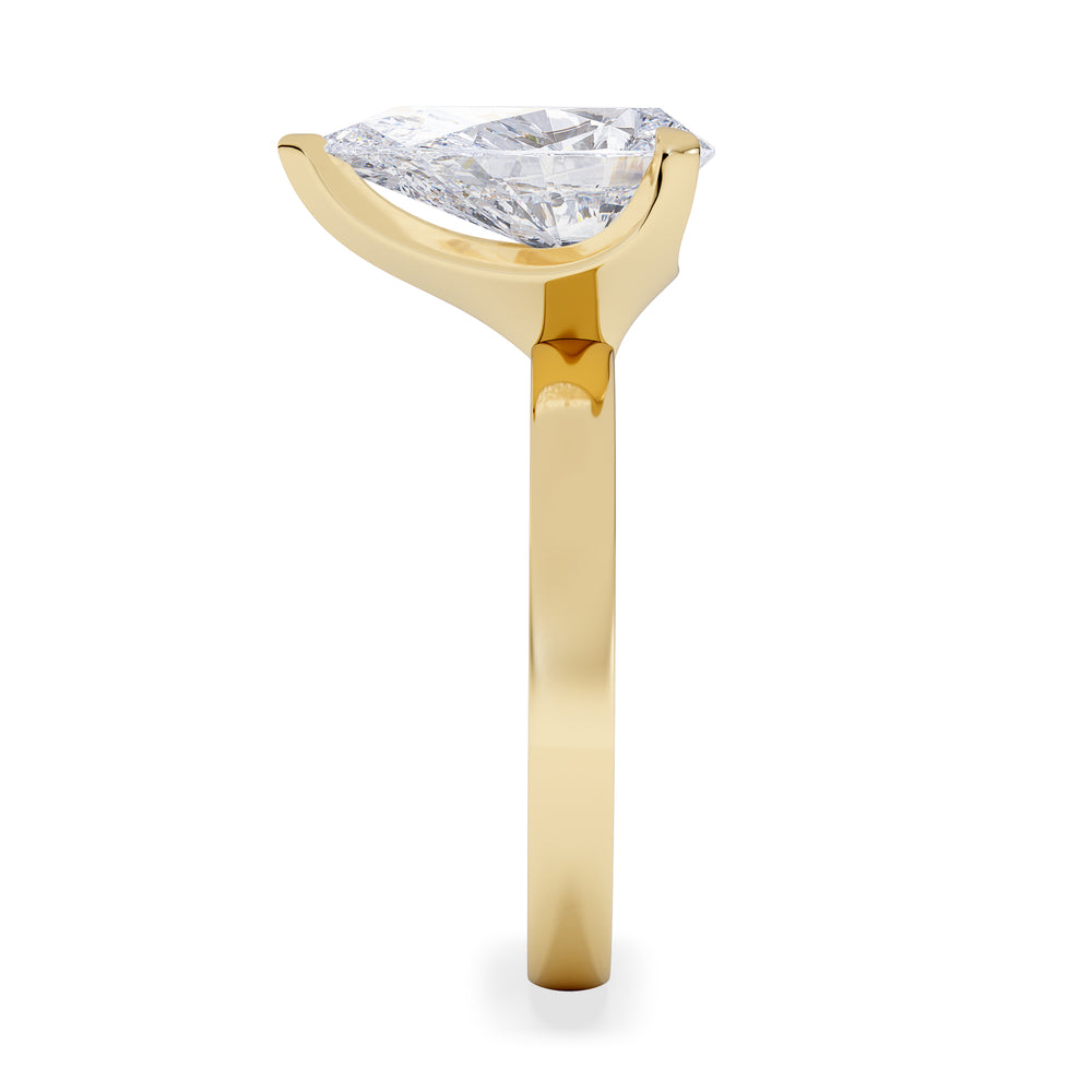 Origin 3.00ct Pear Cut Lab Diamond Solitaire Engagement Ring in 18K Yellow Gold