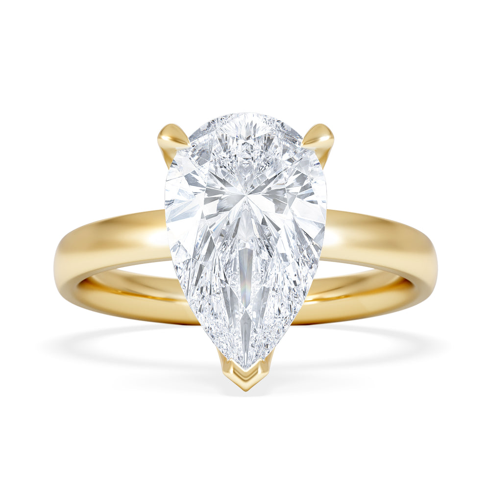 Origin 3.00ct Pear Cut Lab Diamond Solitaire Engagement Ring in 18K Yellow Gold