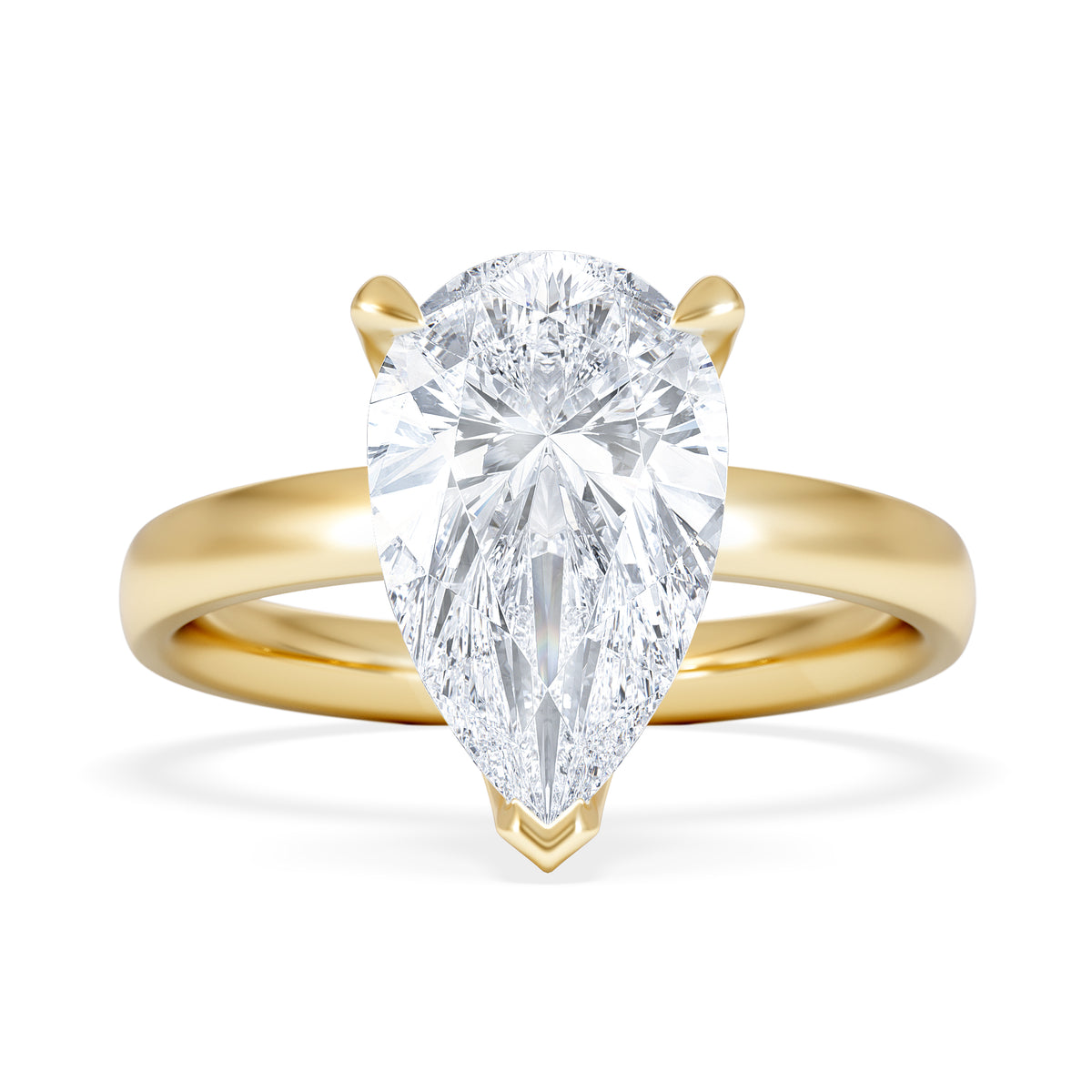 Origin 3.00ct Pear Cut Lab Diamond Solitaire Engagement Ring in 18K Yellow Gold