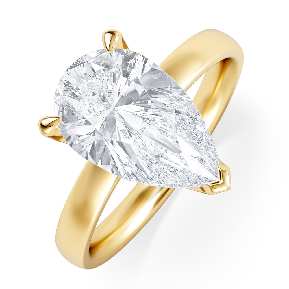 Origin 3.00ct Pear Cut Lab Diamond Solitaire Engagement Ring in 18K Yellow Gold