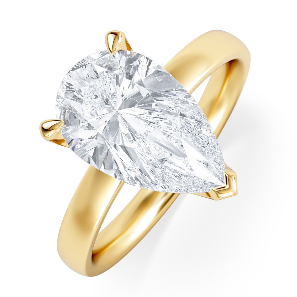 Origin 3.00ct Pear Cut Lab Diamond Solitaire Engagement Ring in 18K Yellow Gold