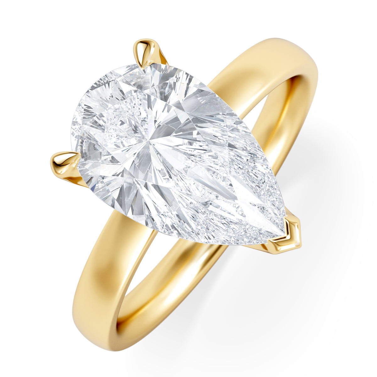 Origin 3.00ct Pear Cut Lab Diamond Solitaire Engagement Ring in 18K Yellow Gold