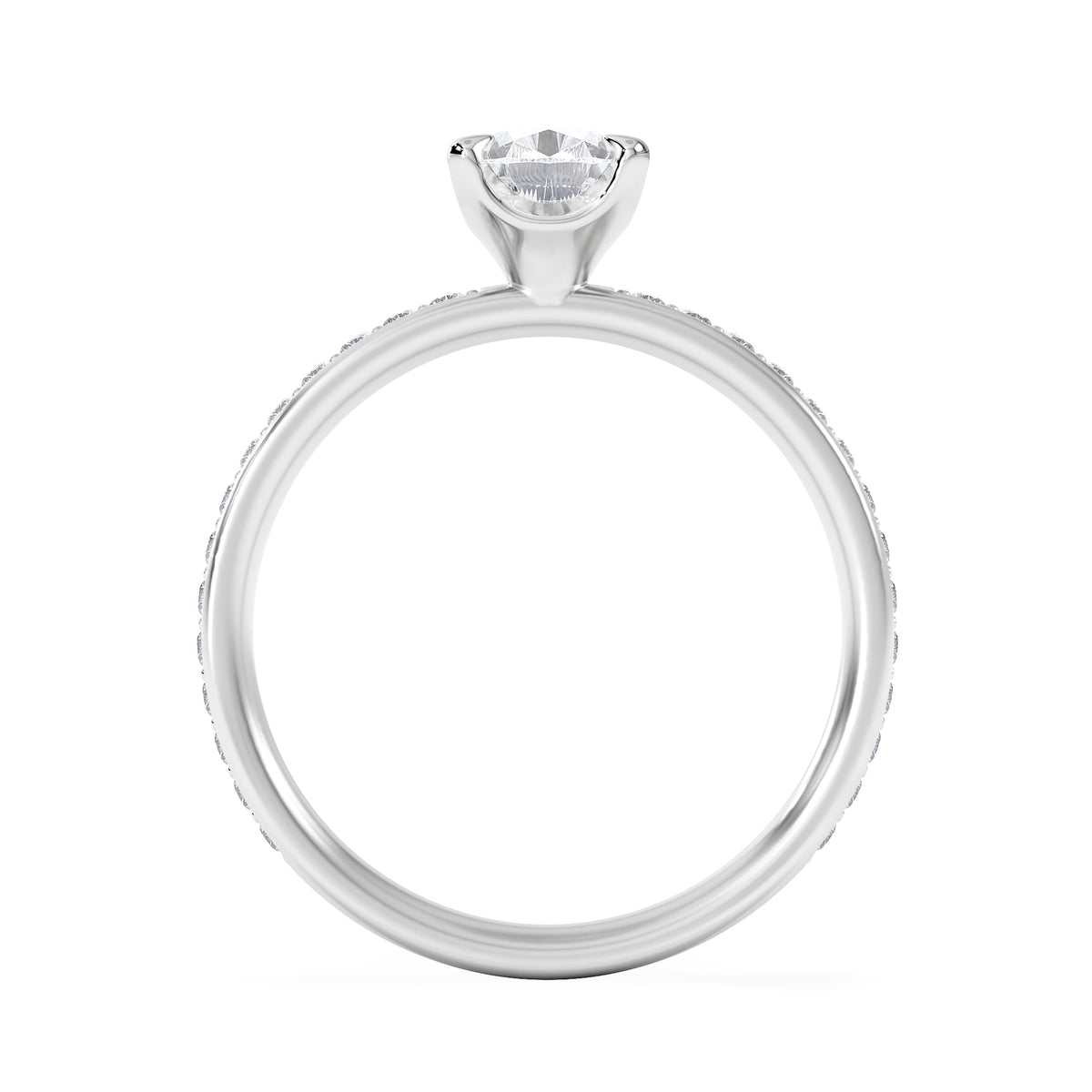 Origin 1.25ct Pear Cut Lab Diamond Solitaire Engagement Ring with Side Stones in Platinum