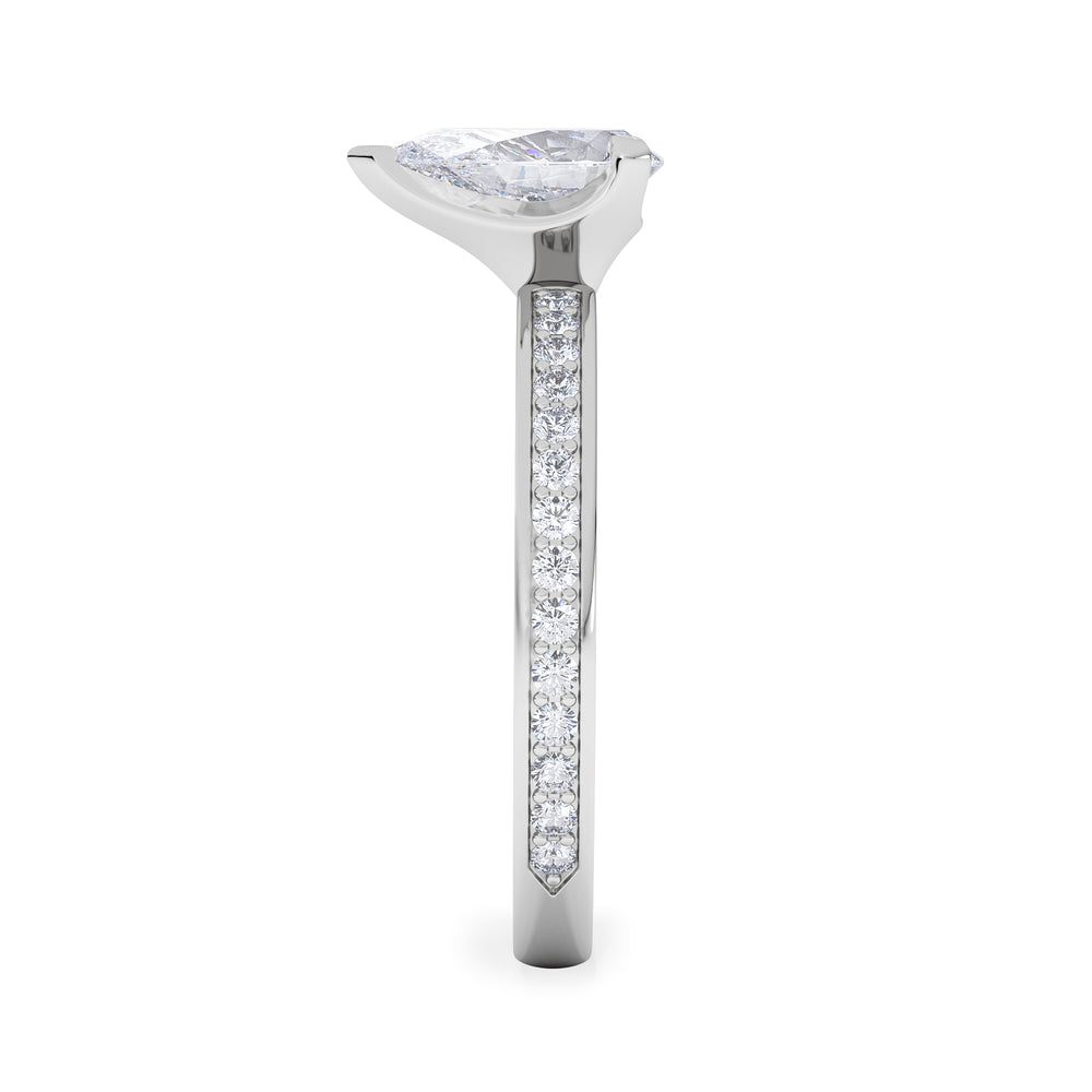 Origin 1.25ct Pear Cut Lab Diamond Solitaire Engagement Ring with Side Stones in Platinum
