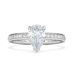 Origin 1.25ct Pear Cut Lab Diamond Solitaire Engagement Ring with Side Stones in Platinum