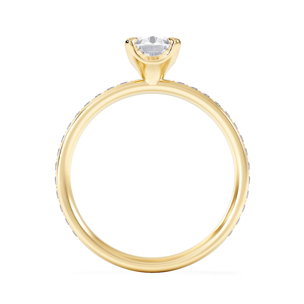 Origin 1.25ct Pear Cut Lab Diamond Solitaire Engagement Ring with Side Stones in 18K Yellow Gold