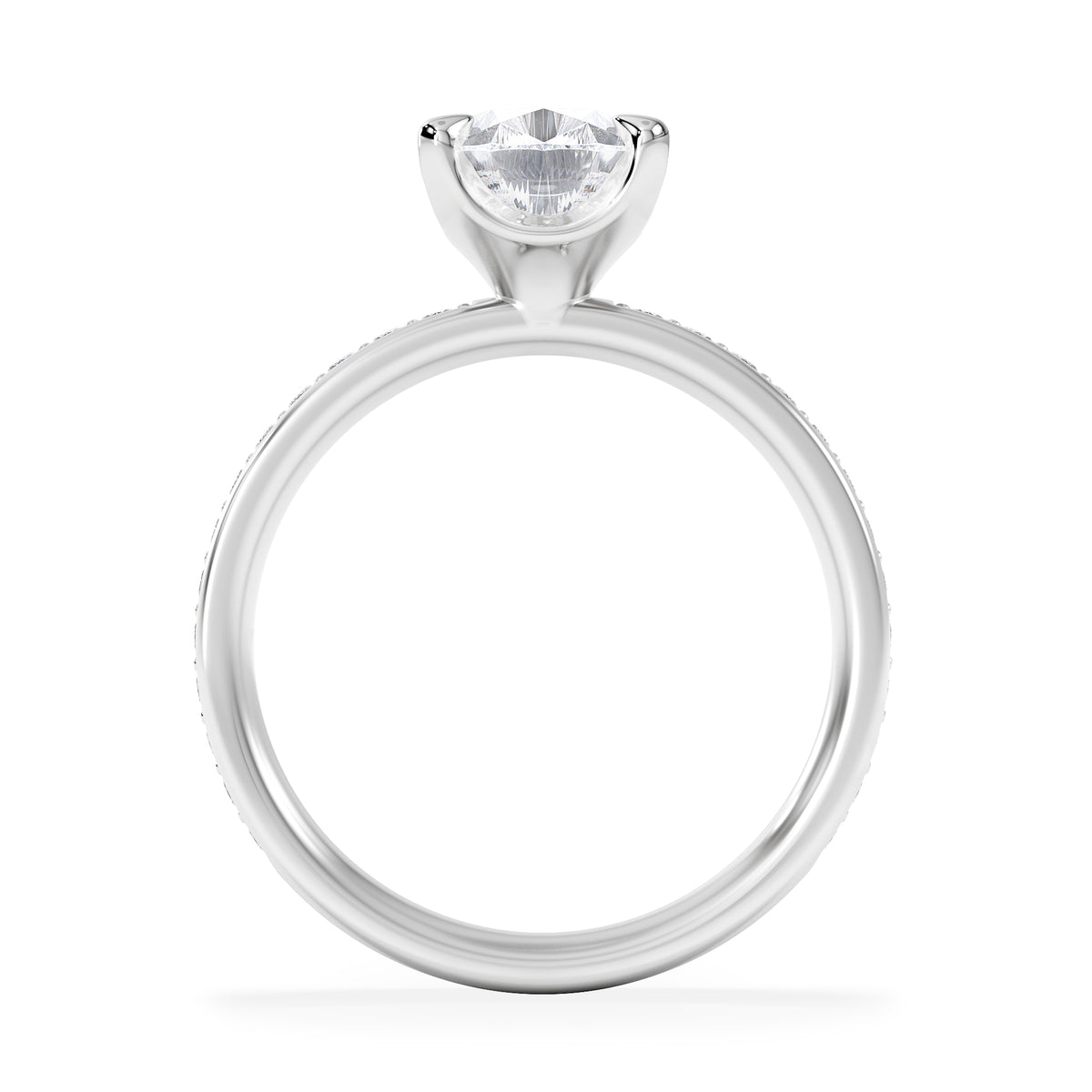 Origin 2.25ct Pear Cut Lab Diamond Solitaire Engagement Ring with Side Stones in Platinum