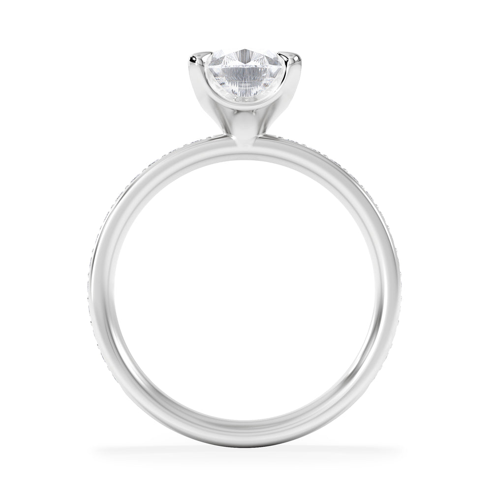 Origin 2.25ct Pear Cut Lab Diamond Solitaire Engagement Ring with Side Stones in 18K White Gold