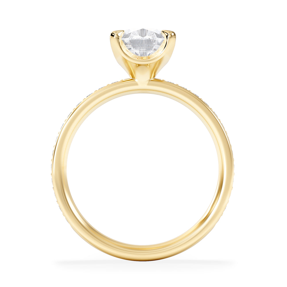 Origin 2.25ct Pear Cut Lab Diamond Solitaire Engagement Ring with Side Stones in 18K Yellow Gold