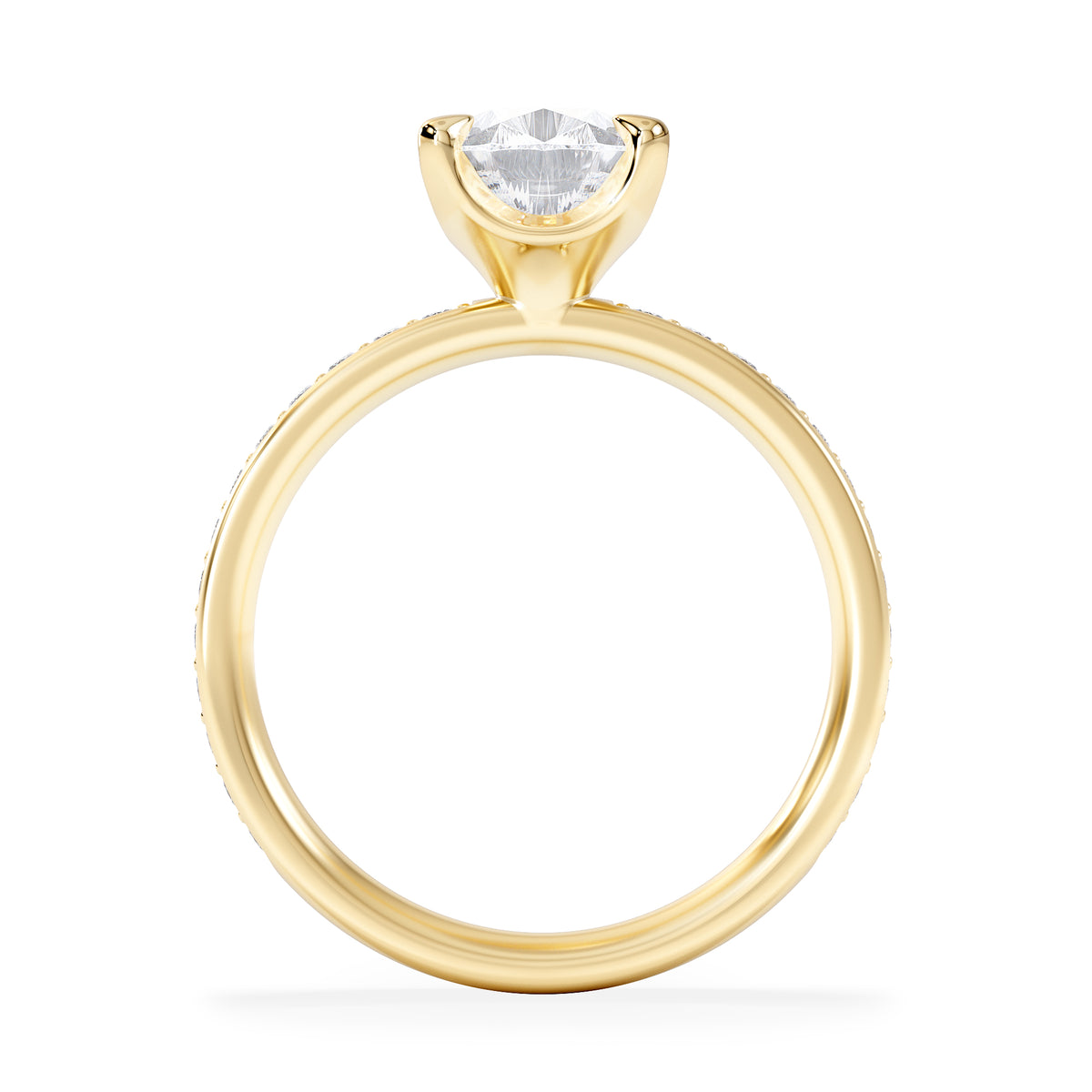 Origin 2.25ct Pear Cut Lab Diamond Solitaire Engagement Ring with Side Stones in 18K Yellow Gold