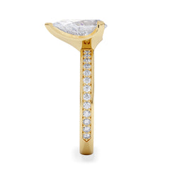 Origin 2.25ct Pear Cut Lab Diamond Solitaire Engagement Ring with Side Stones in 18K Yellow Gold