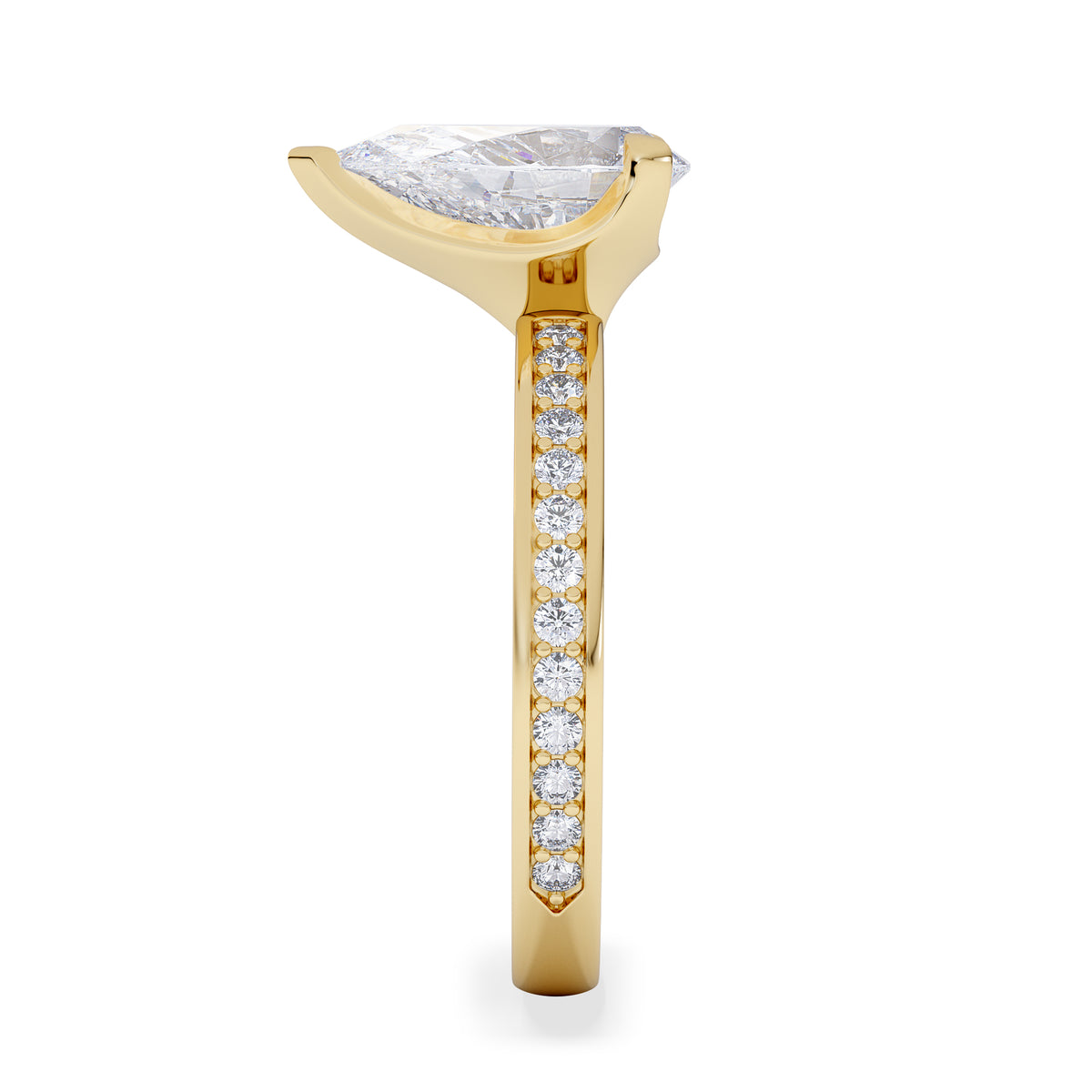 Origin 2.25ct Pear Cut Lab Diamond Solitaire Engagement Ring with Side Stones in 18K Yellow Gold
