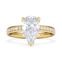 Origin 2.25ct Pear Cut Lab Diamond Solitaire Engagement Ring with Side Stones in 18K Yellow Gold