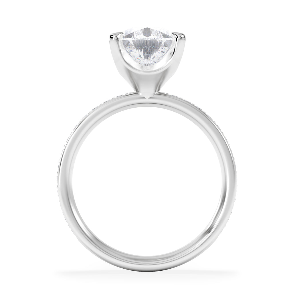 Origin 3.30ct Pear Cut Lab Diamond Solitaire Engagement Ring with Side Stones in 18K White Gold