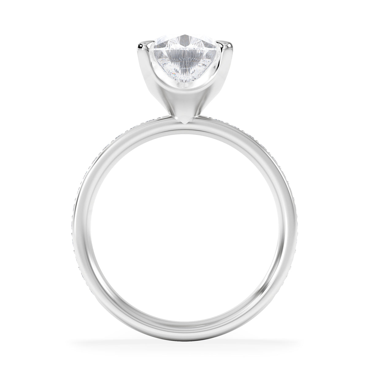 Origin 3.30ct Pear Cut Lab Diamond Solitaire Engagement Ring with Side Stones in 18K White Gold
