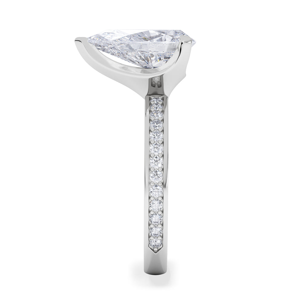 Origin 3.30ct Pear Cut Lab Diamond Solitaire Engagement Ring with Side Stones in Platinum