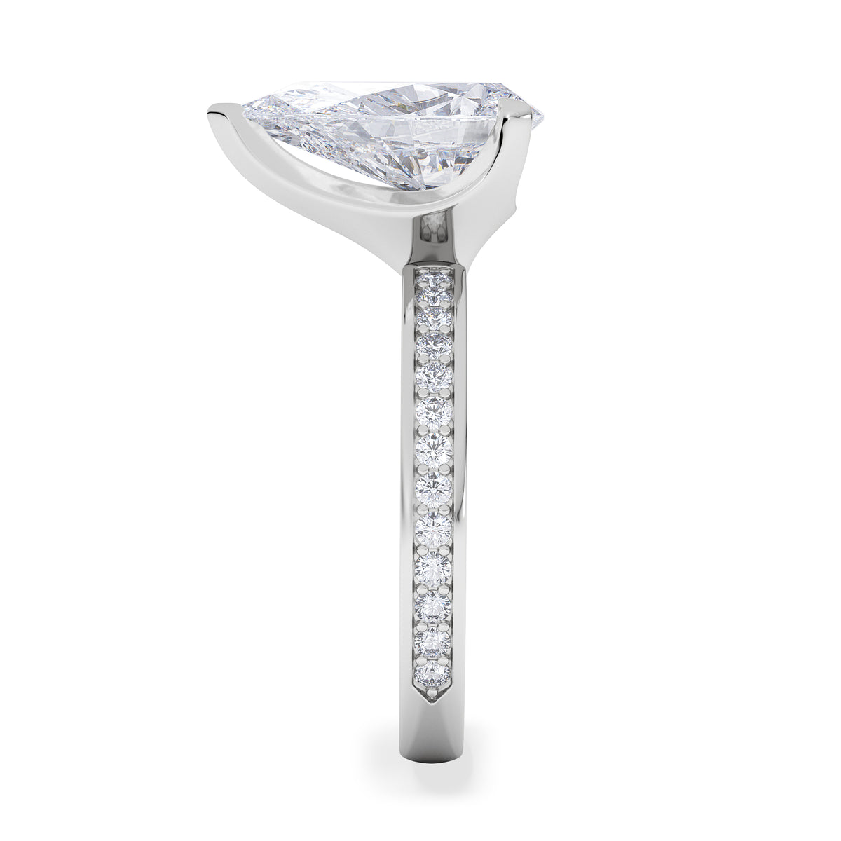Origin 3.30ct Pear Cut Lab Diamond Solitaire Engagement Ring with Side Stones in Platinum