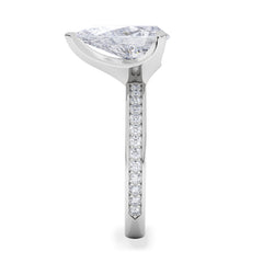 Origin 3.30ct Pear Cut Lab Diamond Solitaire Engagement Ring with Side Stones in 18K White Gold
