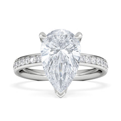 Origin 3.30ct Pear Cut Lab Diamond Solitaire Engagement Ring with Side Stones in 18K White Gold