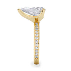 Origin 3.30ct Pear Cut Lab Diamond Solitaire Engagement Ring with Side Stones in 18K Yellow Gold