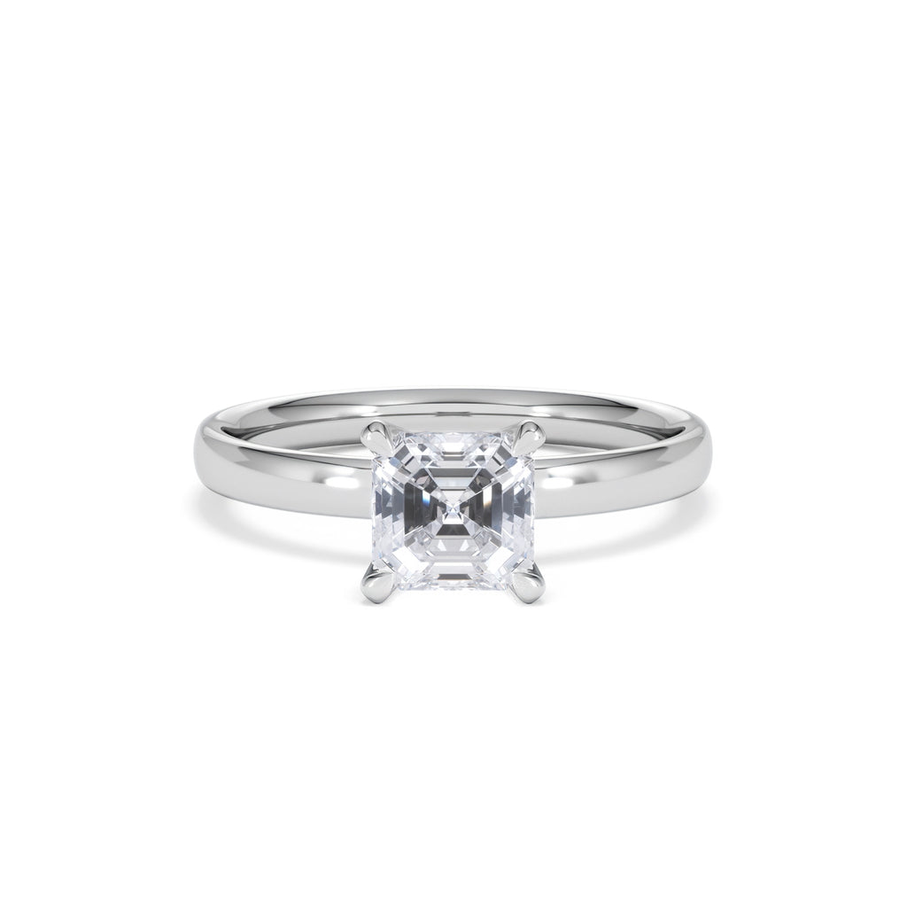 Origin 1.00ct Asscher Cut Lab Diamond Solitaire Engagement Ring in 18K White Gold