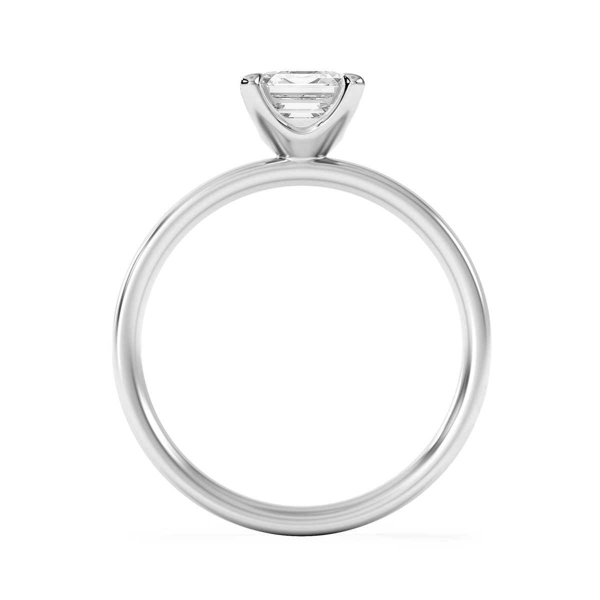 Origin 1.00ct Asscher Cut Lab Diamond Solitaire Engagement Ring in 18K White Gold