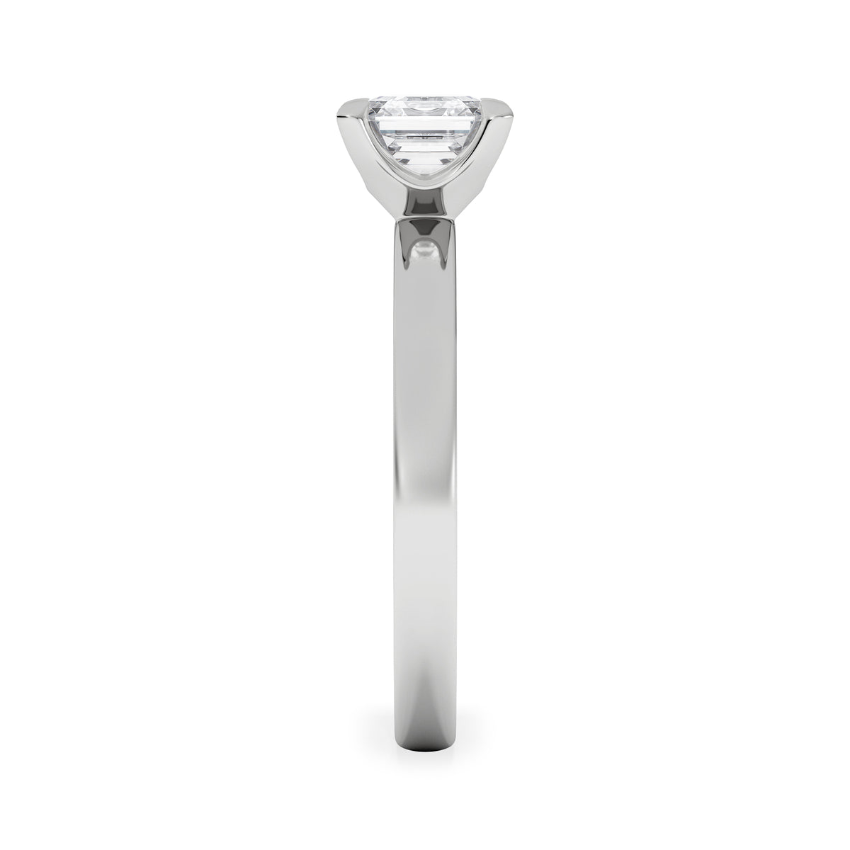 Origin 1.00ct Asscher Cut Lab Diamond Solitaire Engagement Ring in 18K White Gold