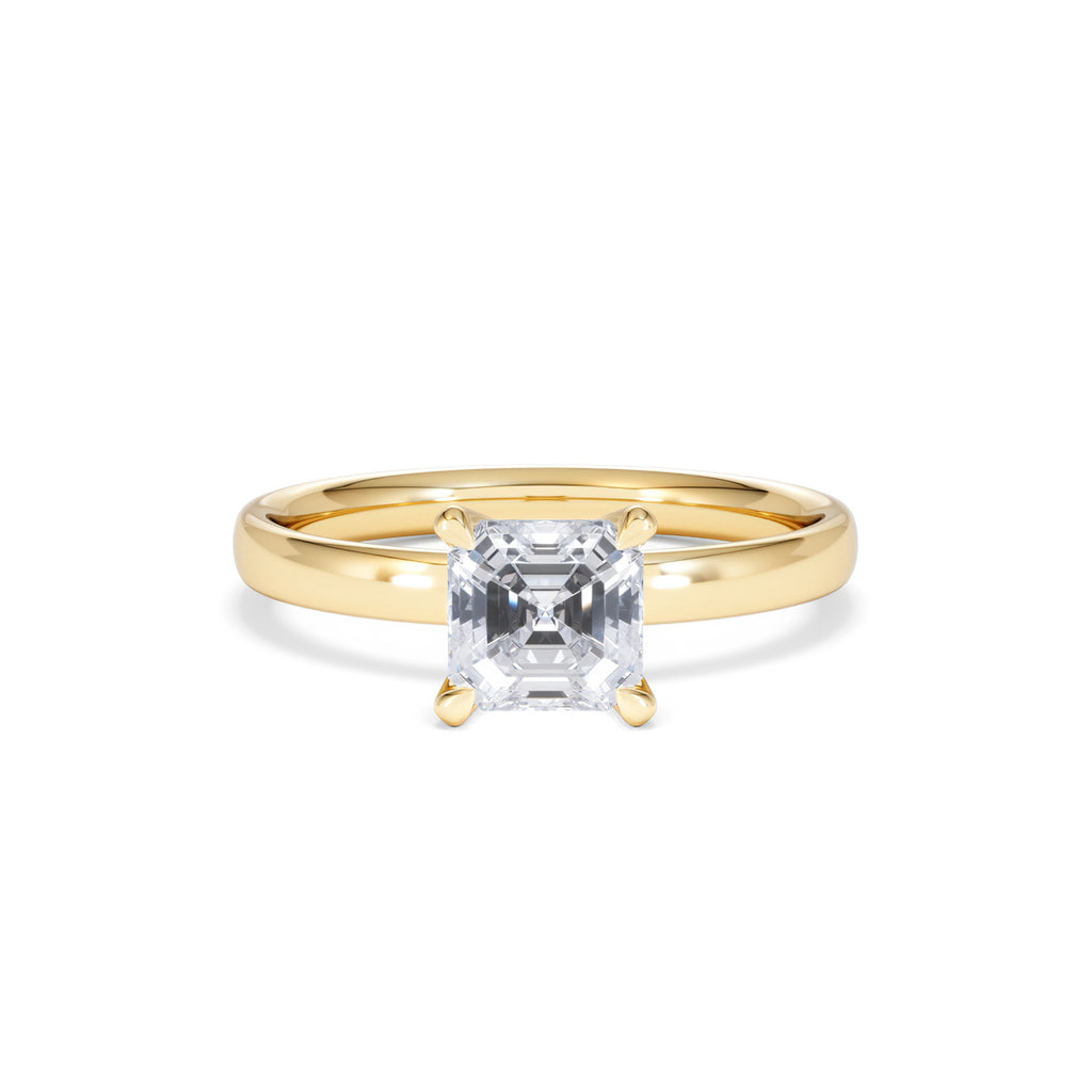 Origin 1.00ct Asscher Cut Lab Diamond Solitaire Engagement Ring in 18K Yellow Gold