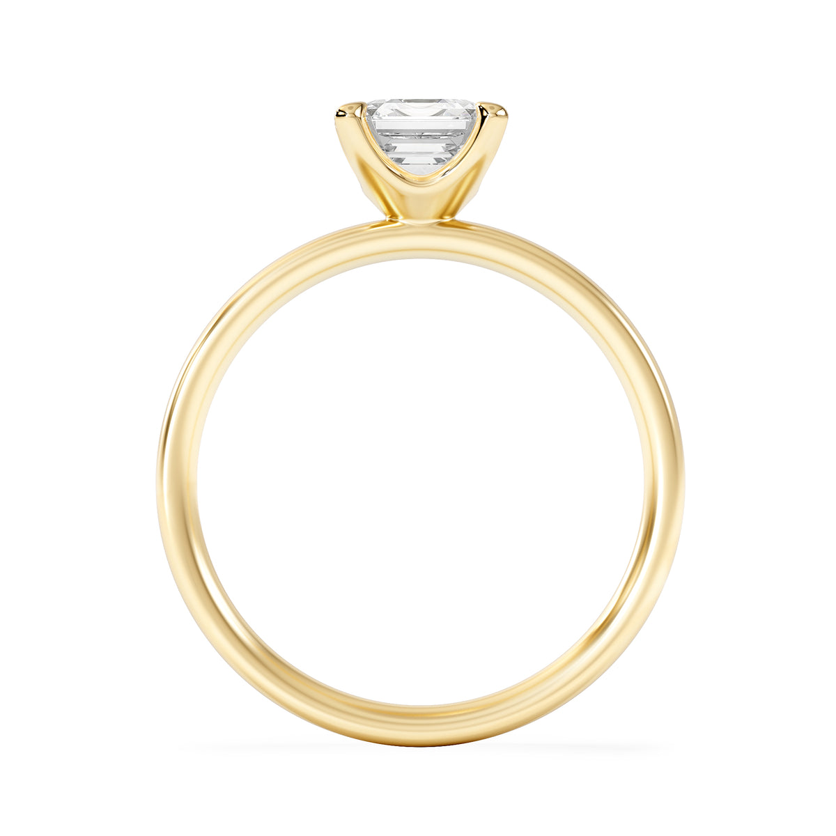 Origin 1.00ct Asscher Cut Lab Diamond Solitaire Engagement Ring in 18K Yellow Gold