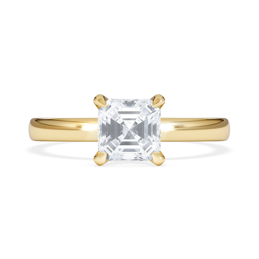 Origin 1.00ct Asscher Cut Lab Diamond Solitaire Engagement Ring in 18K Yellow Gold