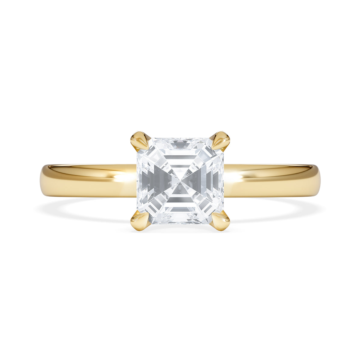 Origin 1.00ct Asscher Cut Lab Diamond Solitaire Engagement Ring in 18K Yellow Gold