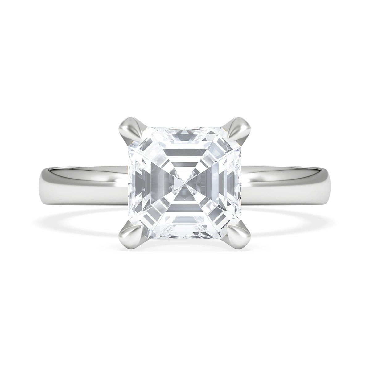 Origin 2.00ct Asscher Cut Lab Diamond Solitaire Engagement Ring in Platinum