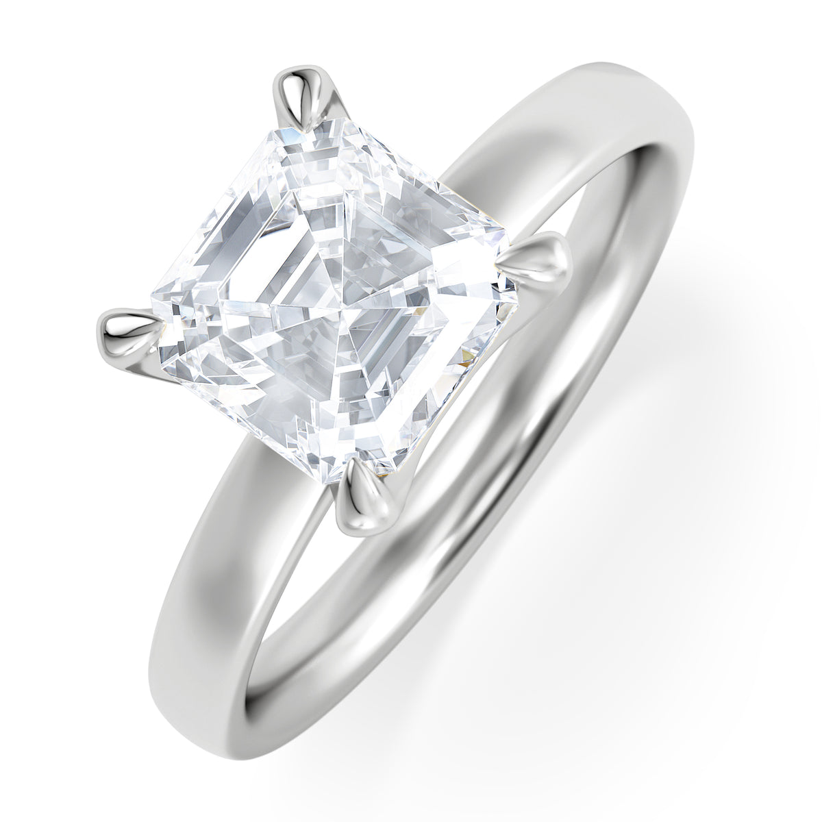 Origin 2.00ct Asscher Cut Lab Diamond Solitaire Engagement Ring in 18K White Gold
