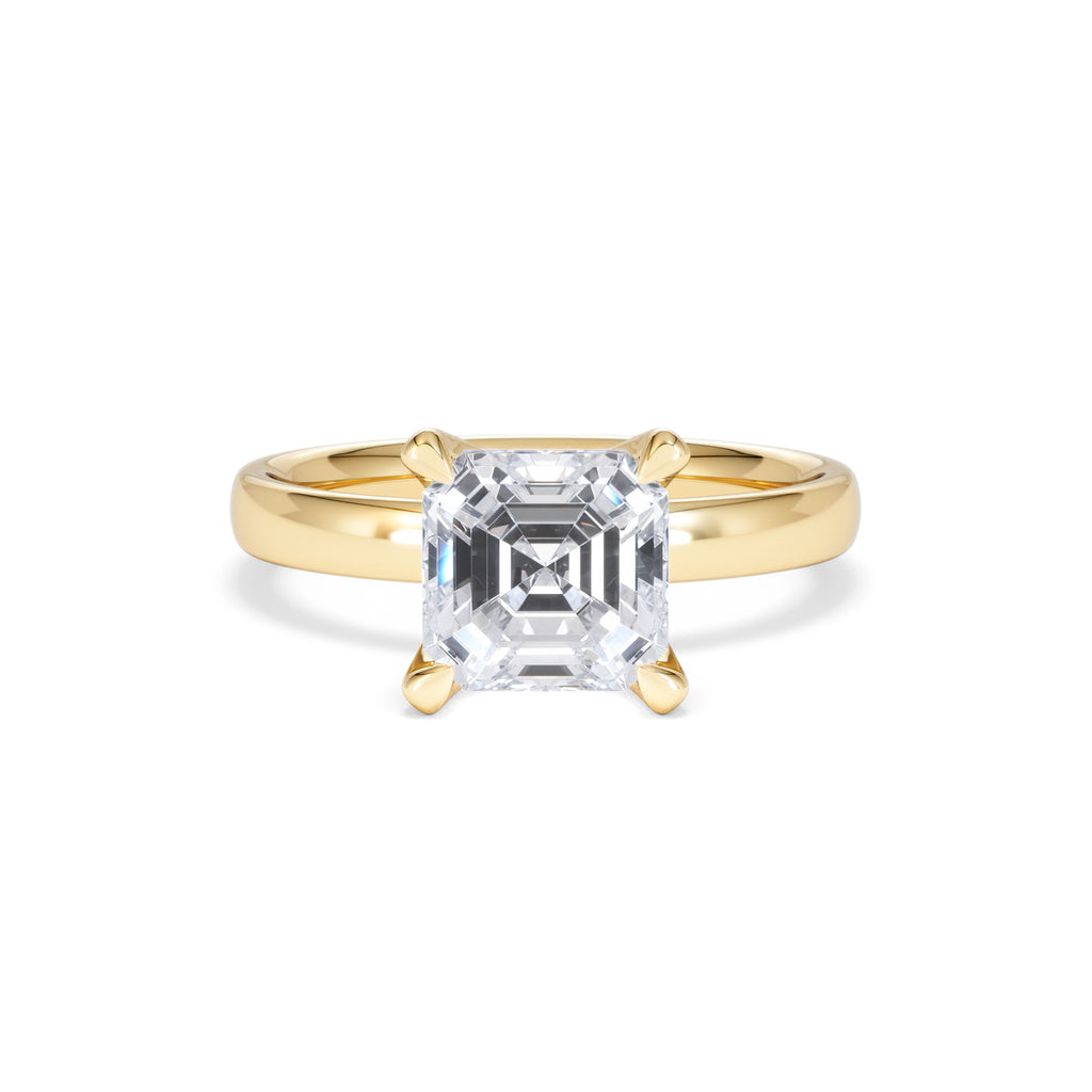 Origin 2.00ct Asscher Cut Lab Diamond Solitaire Engagement Ring in 18K Yellow Gold
