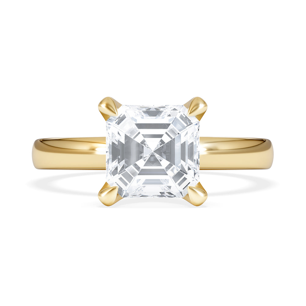 Origin 2.00ct Asscher Cut Lab Diamond Solitaire Engagement Ring in 18K Yellow Gold