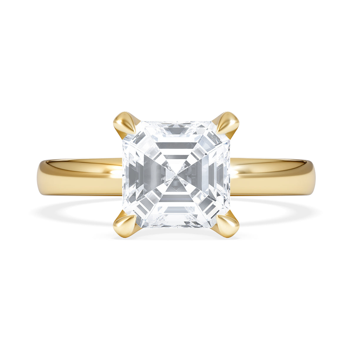 Origin 2.00ct Asscher Cut Lab Diamond Solitaire Engagement Ring in 18K Yellow Gold
